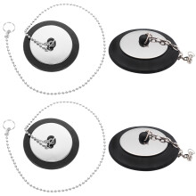 4Stk Gummi Spülenstopfen Mit Kette Küchen Ablauf Stopper Schwarz