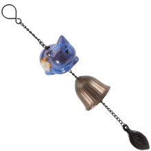 Keramik Gartendeko Windspiel Katze Hängende Glocke Mehrfarbig