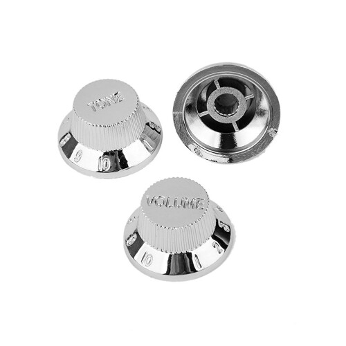 7pcs Silver Guitar Pickup Cover And Knobs Switch Tip Set (Chrome) 1