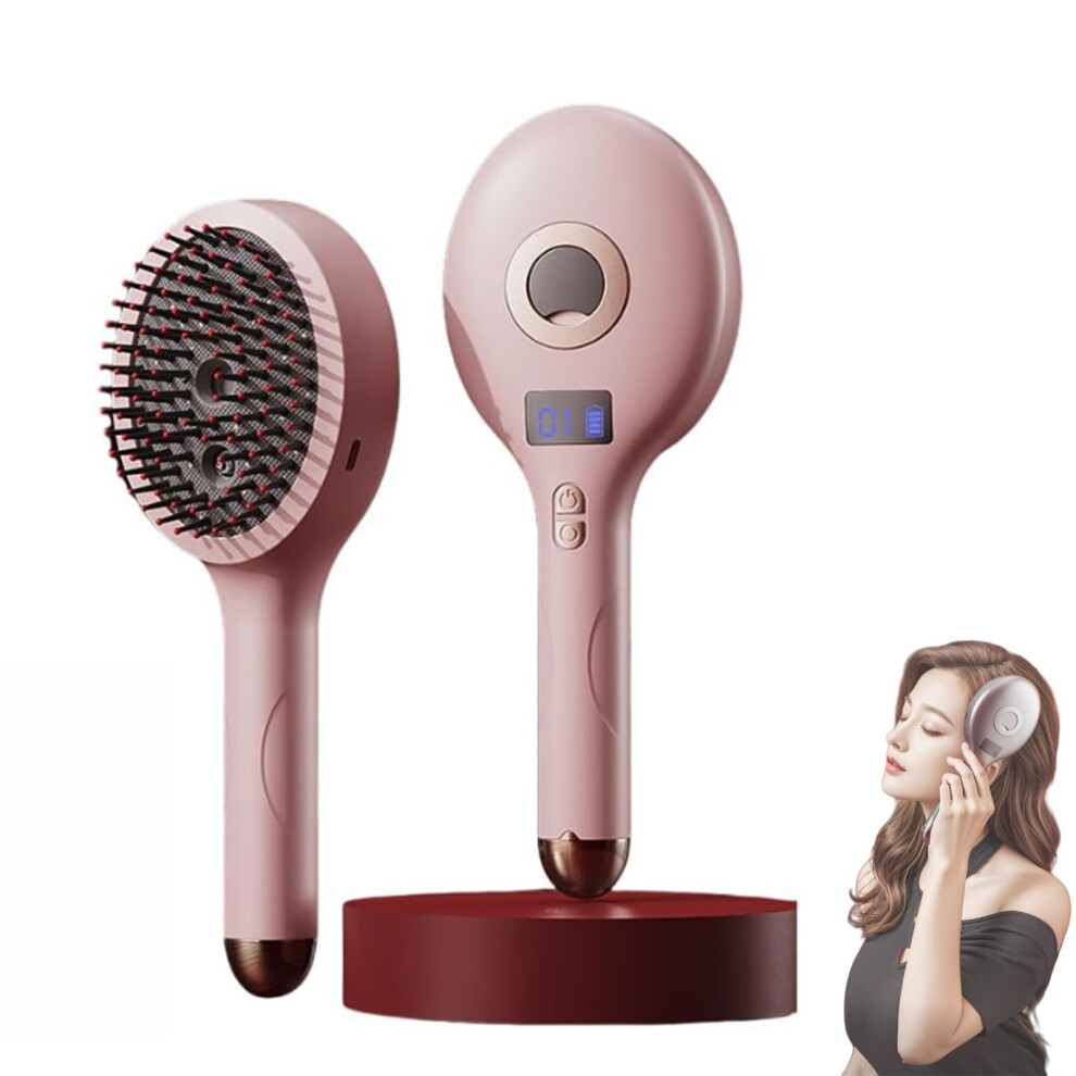 Pink 2In1 Hair Styling Brush With Spray, Wet And Dry Detangling Brush For Frizz Control,