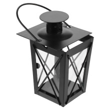 Vintage Black Candle Stand Lantern Iron and Glass Tea Light Holder
