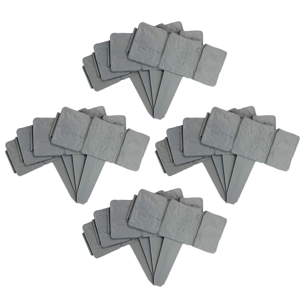 20Pcs Grey Plastic Fence Border Pp Stone Simulation Garden Lawn Edging 3163543866834