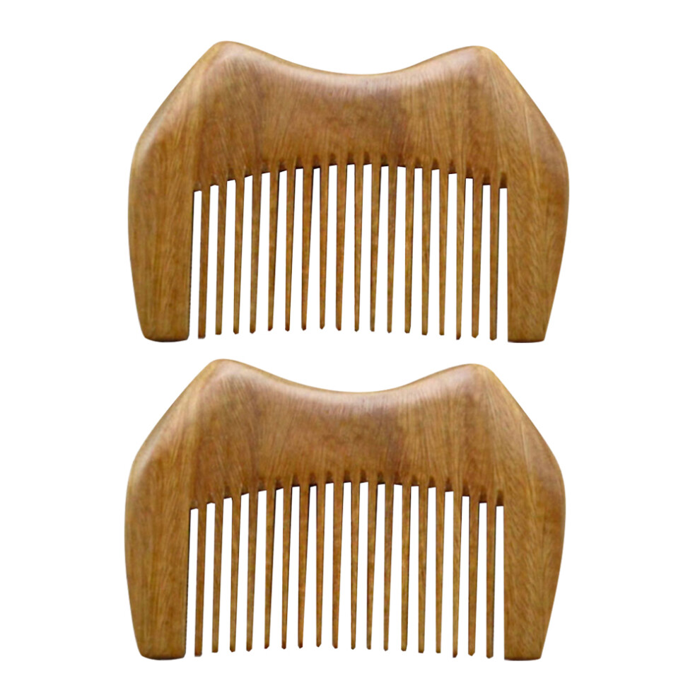Solustre Unisex 2Pcs Portable Wooden Hair Comb Anti-Static Smooth Natural Hairbrush