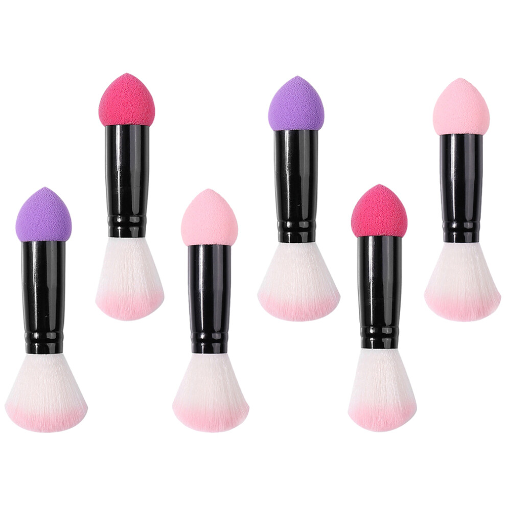 Aboofan 6Pcs Dual Ended Makeup Brushes Nylon Blush Foundation Powder Brush Set