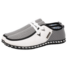 1Pair White Men Driving Shoes Casual Comfortable Rubber Sole Footwear