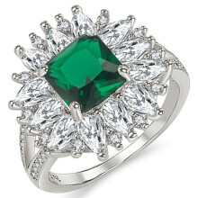 3Pcs Silver Emerald Rings for Women Elegant Aesthetic Wedding Jewelry