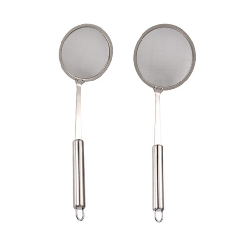 2Pcs Stainless Steel Colanders Oil Filter Spoons Kitchen Tools
