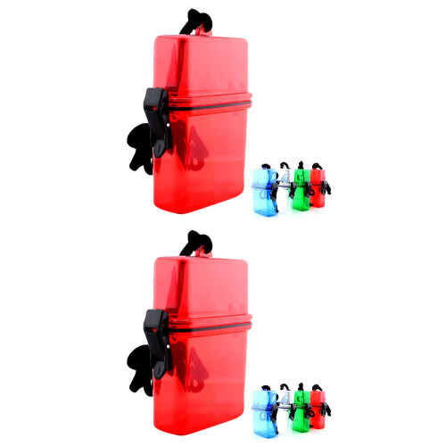 2Pcs Waterproof Box for Swimming Red Translucent Outdoor Storage 2