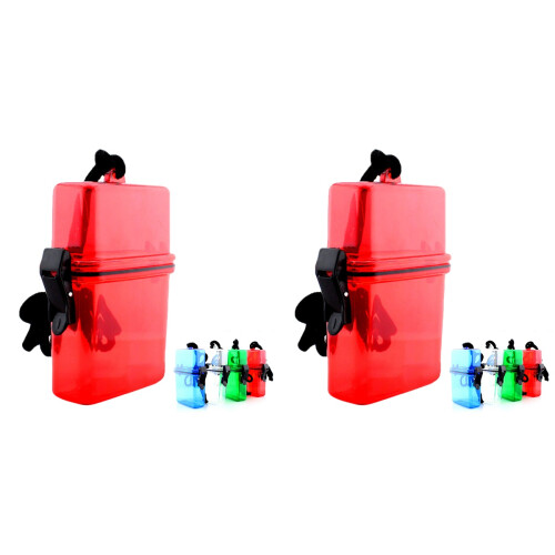 2Pcs Waterproof Box for Swimming Red Translucent Outdoor Storage 1