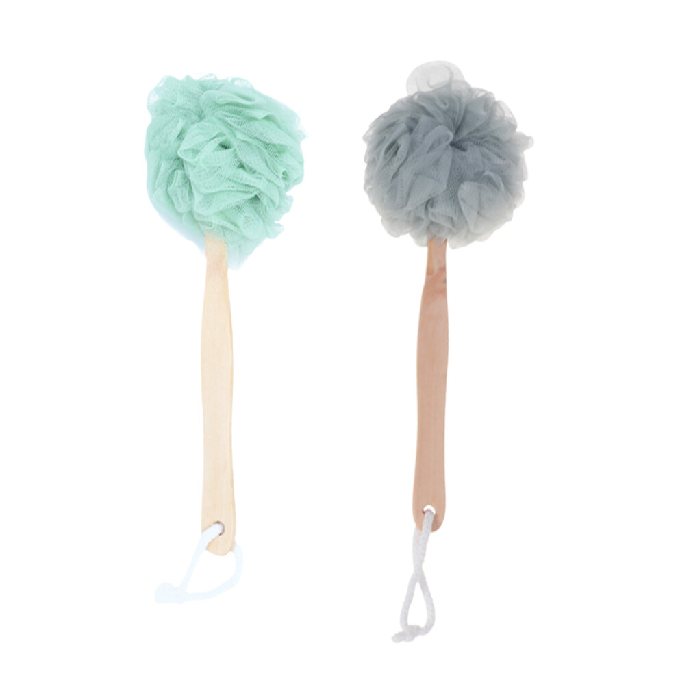 Villcase 2Pcs Long Handle Bath Ball Nylon Sponge Back Scrubber Assorted Colors