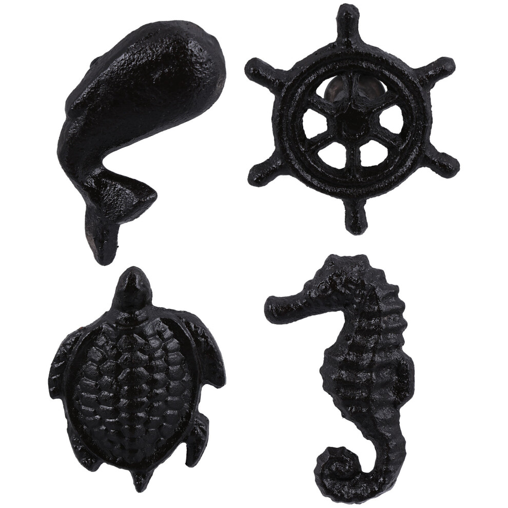 8Pcs Black Ocean Style Door Knobs Durable Cabinet Drawer Pull Handles 013748074530