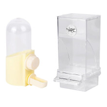 2PCS Automatic Bird Feeder and Water Dispenser Set with Spillproof Tray for Parrot Cage Feeding