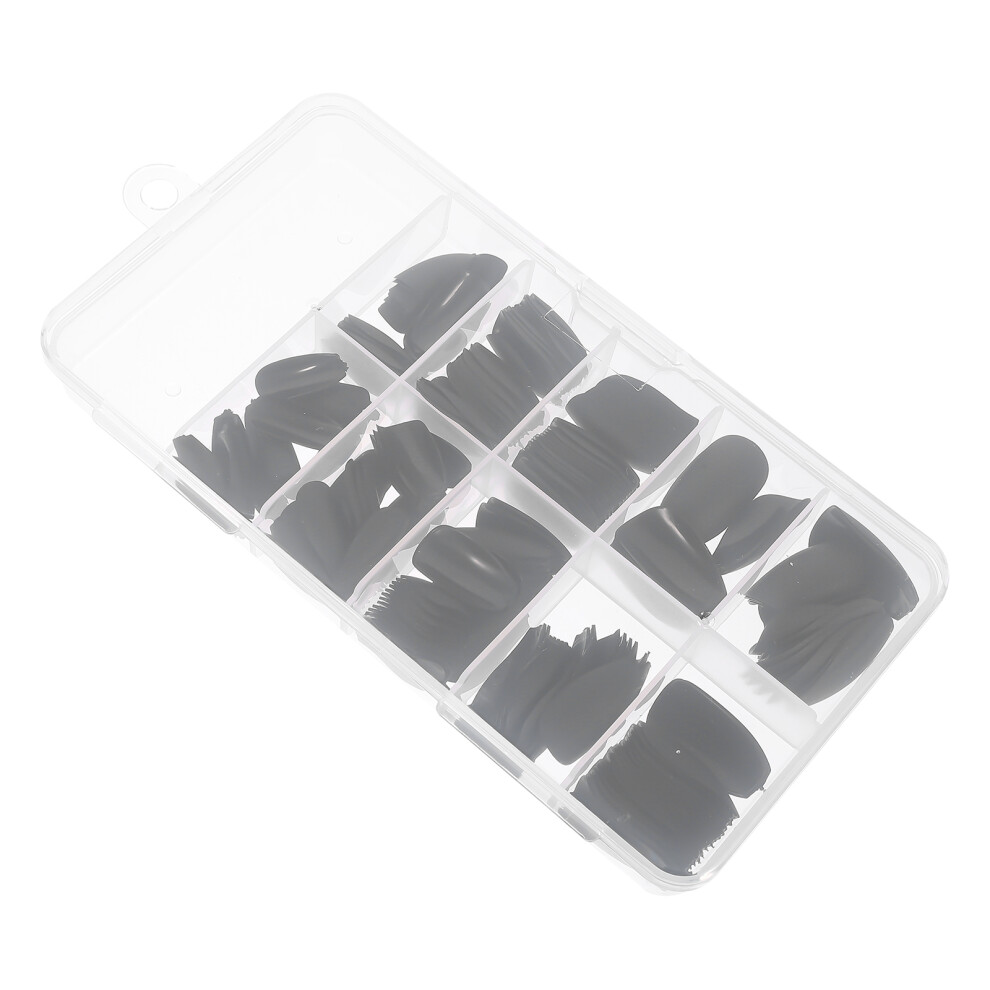 Villcase Black Matte False Nail Tips Ultra-Thin Wearable Nail Art