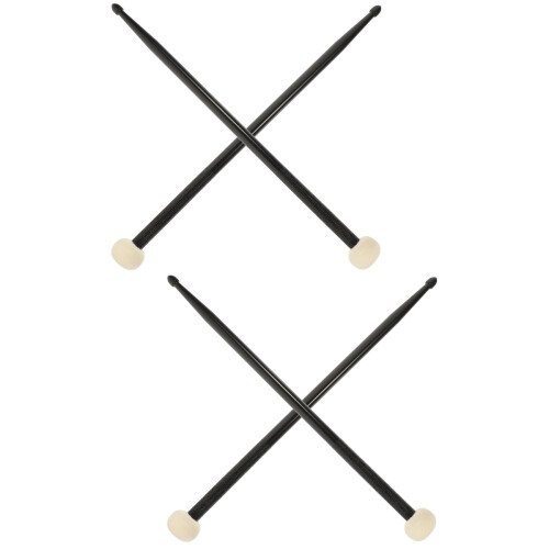 2Pairs Black Nylon Drum Sticks Double-End Felt Performance Drumsticks 1