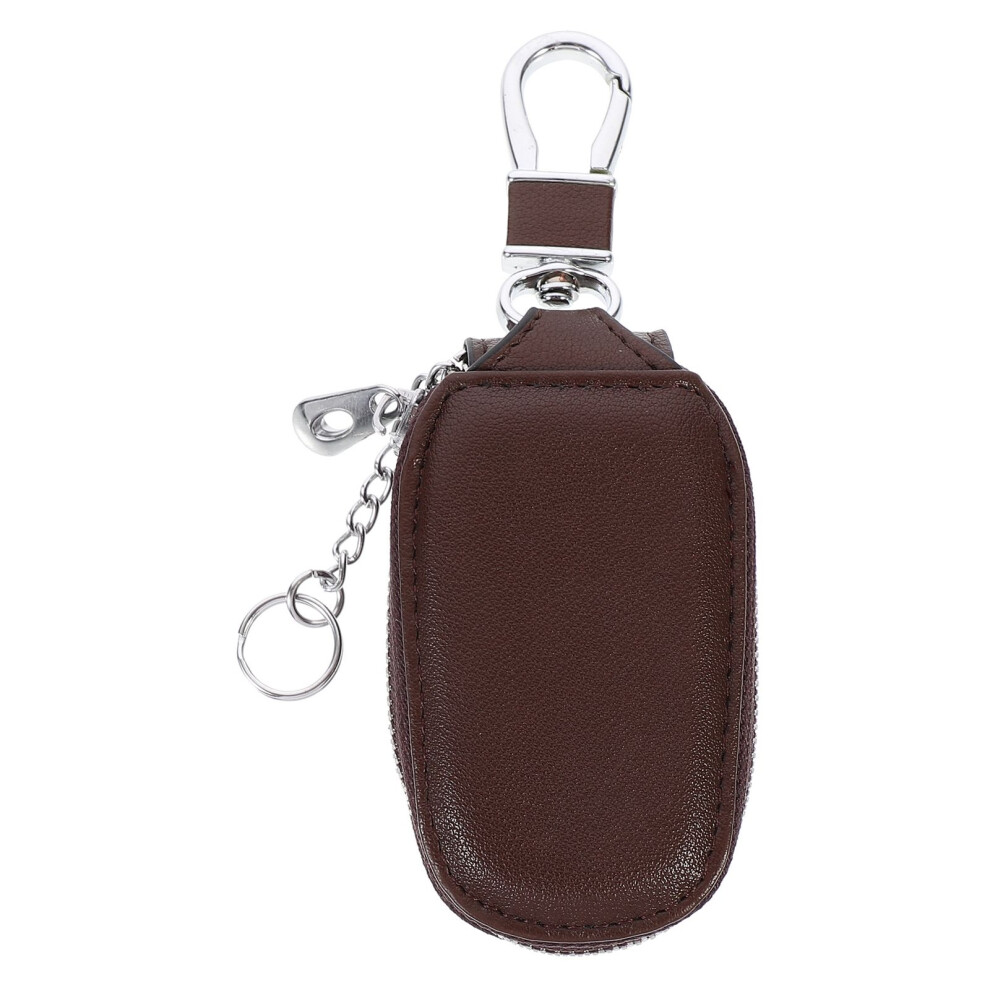 6Pcs Leather Car Key Bags Coffee Zippered Portable Key Storage Pouches 3122061729915