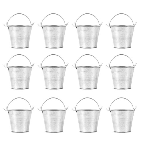 24Pièces Petits Seaux Métalliques Argentés Pour Rangement