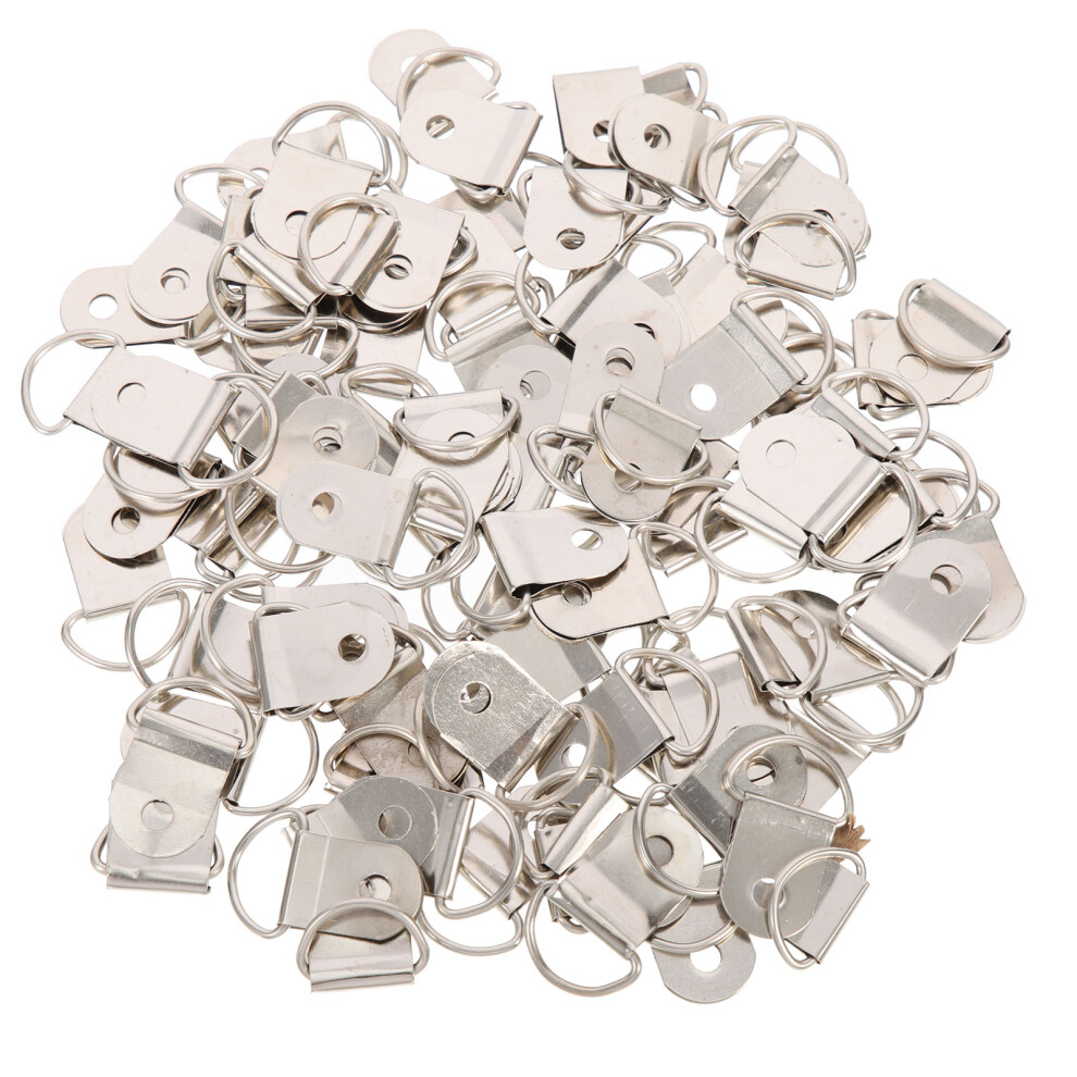 100Pcs Silver Iron D Ring Picture Hangers For Wall Painting Decoration 3181946708445
