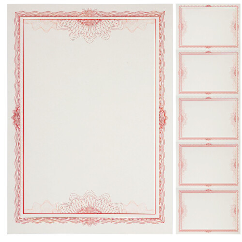 6 Sheets Blank Certificate Papers Award Diploma Student Pink
