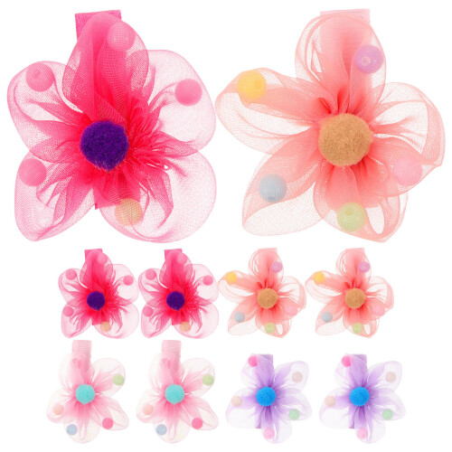 10St Haarclips Kids Bloemdesign Ponytail En