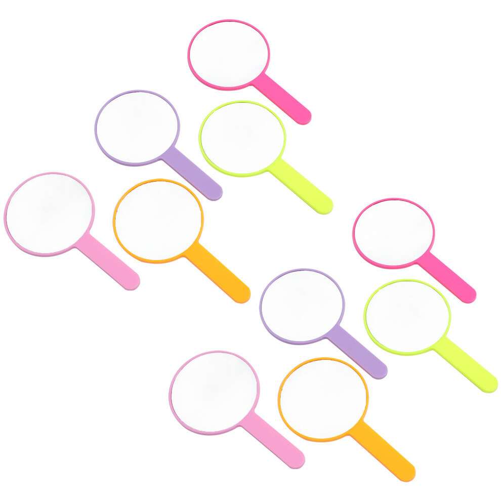 Vaguelly 10Pcs Handheld Cosmetic Mirrors Assorted Colors Portable Makeup Vanity
