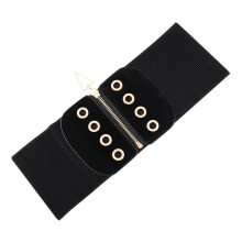 1Pc Elastic PU Waist Belt with Alloy Ornament Chic Body Shaper