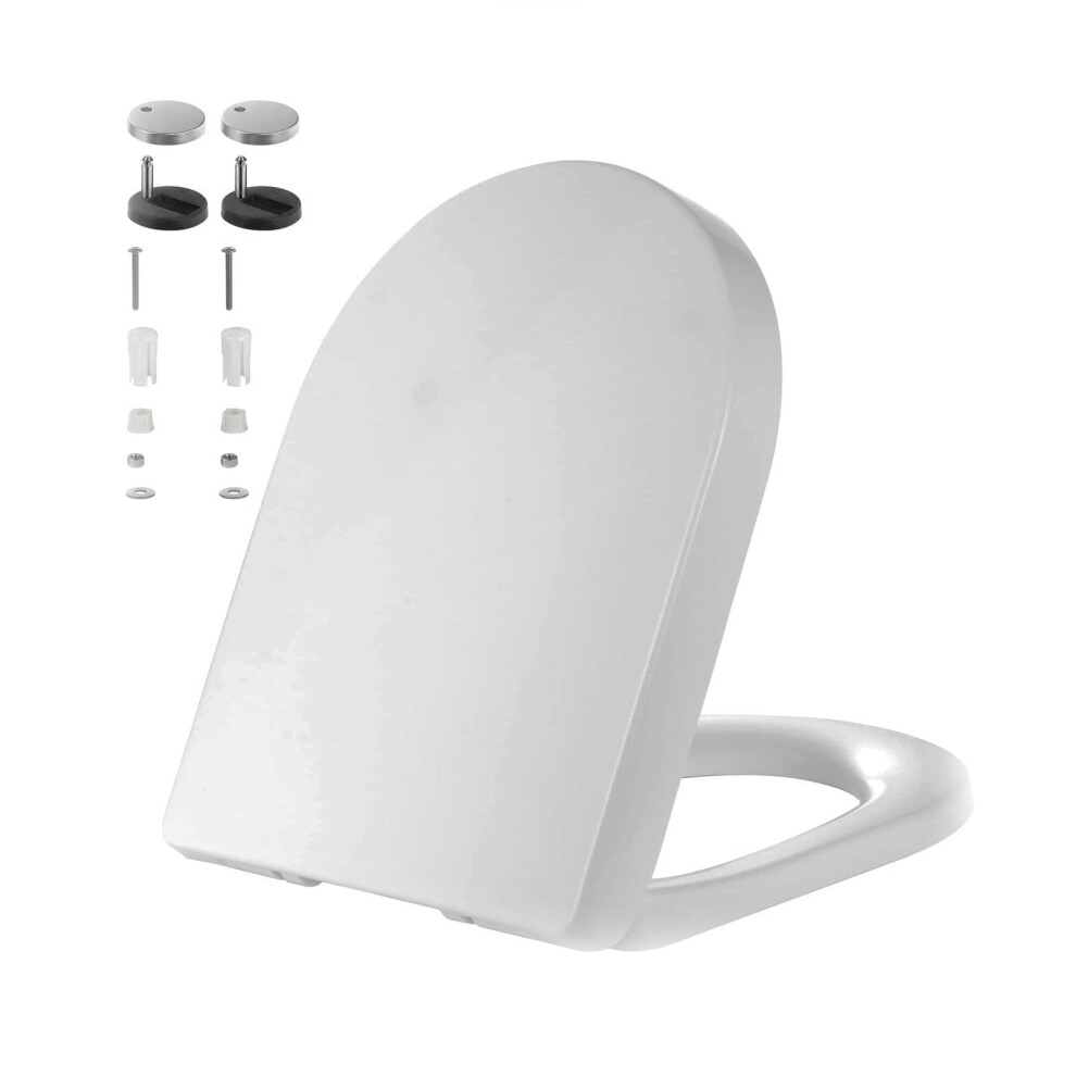 White D Shape Soft Close Toilet Seat With Quick Release And Adjustable Fixing Hinges 9070919691355