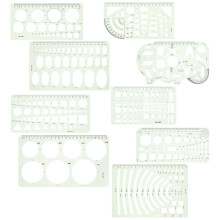 9Pcs Durable Green Circle Stencils for Crafts Drawing and Measuring