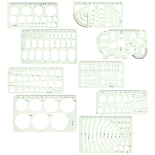 9Pcs Durable Green Circle Stencils for Crafts Drawing and Measuring