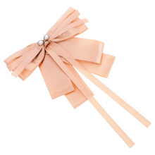 Beige Satin Bow Brooch Pin Lightweight Craftsmanship