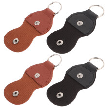 4Pcs Portable Leather Guitar Pick Holder Bag with Keychain for Storage