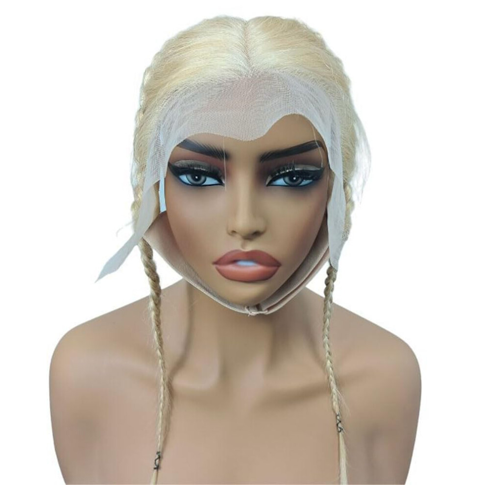613 Blonde Human Hair Lace Front Headband Wig 12 Inch Glueless Prebraided HD Lace