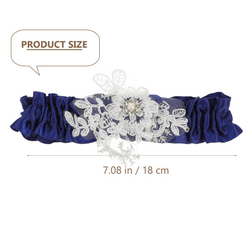 2Pcs Blue Lace Wedding Garter Bride Decor Soft Comfortable Leg Rings 1