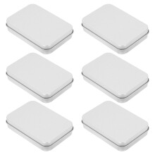 6Pcs Silver Tinplate Storage Box Oblong Jewelry Candy Cookie Holder