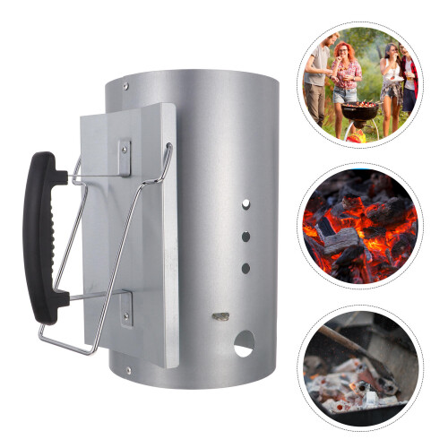 Silver Galvanized Fire Starter Chimney for Home Bbq Grill Tool 1