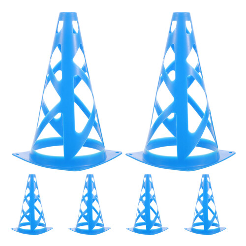 6Pcs Portable Blue Plastic Cones for Sport Speed Agility Training