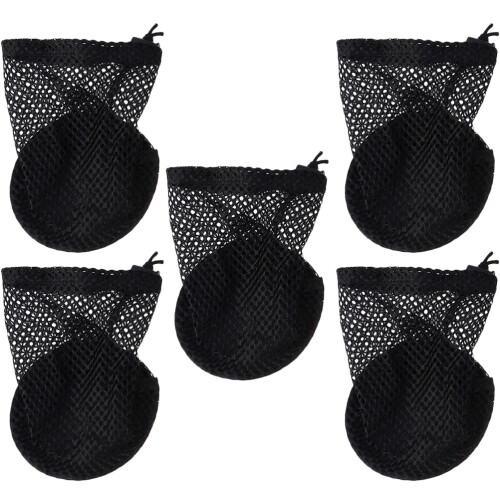 5Pcs Durable Nylon Mesh Drawstring Golf Ball Storage Bags Black 2