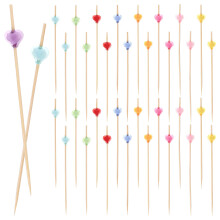 100Pcs Natural Wood Heart Cake Picks Decorative Cocktail Food Picks