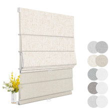 Cordless Dual Roman Shades with Valance, Blackout and Light Filtering, Custom Size Linen Beige