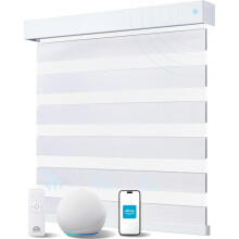 Motorized Blinds 45'x72' White, Smart Zebra Shades with Alexa Voice Control and Remote for Windows