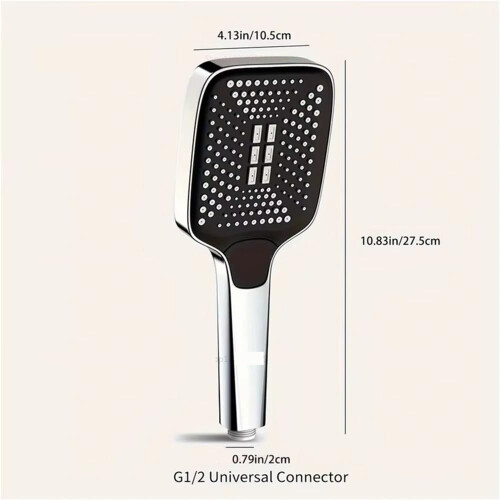 Pressure Rainfall Shower Head with 3 Spray Modes, Water Saving Design, Easy Installation, Black 2