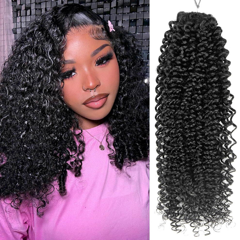 Deep Wave Crochet Hair Human Hair Braids Preseparated Easy Install Natural Black 22 Inch