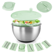 Stainless Steel Salad Spinner 4in1 Vegetable Chopper Washer with NonSlip Base BPA