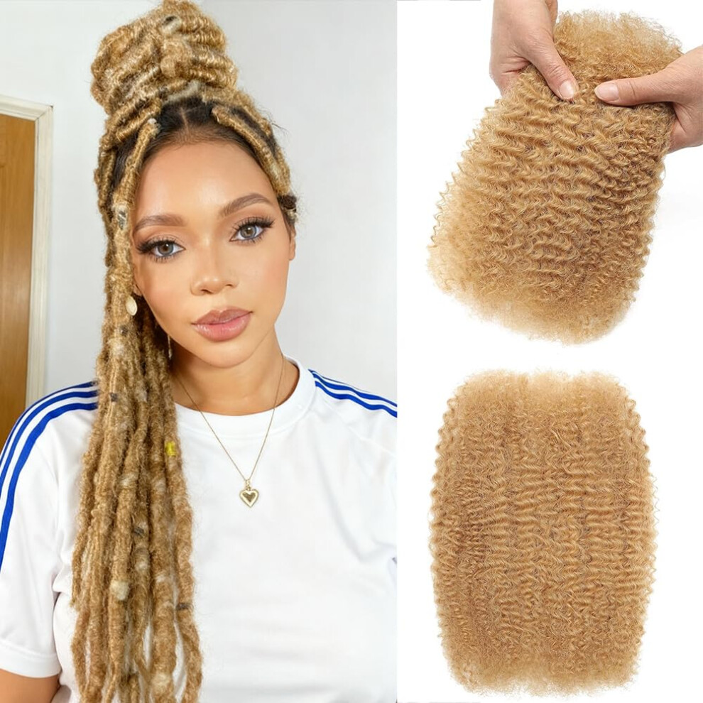 Unisex Afro Kinky Human Hair Extensions 16 Inch 27# Color 4C Kinky Curly Bundles For Braiding And Locs