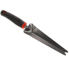 Garden Weeding Tool with Carbon Steel Forked Hand Weeder for Deep Root Removal and Ergonomic Wood Handle