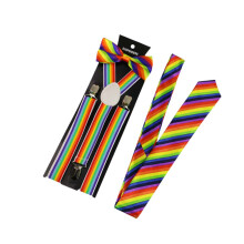 3Pcs Rainbow Suspenders Elastic Adjustable Fit Jeans Pants Unisex