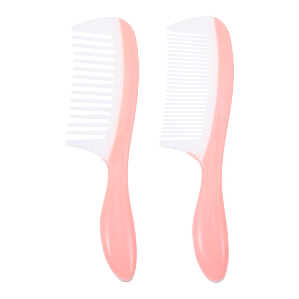 Inoomp Unisex Pink 2Pcs Plastic Hair Comb Wide And Fine Teeth For Home Use