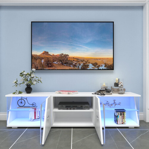 Dripex High Gloss TV Cabinet Stand, 150cm, with LED light 2