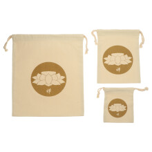 3Pcs Meditation Singing Bowl Pouch Khaki Cotton Linen Carry Drawstring