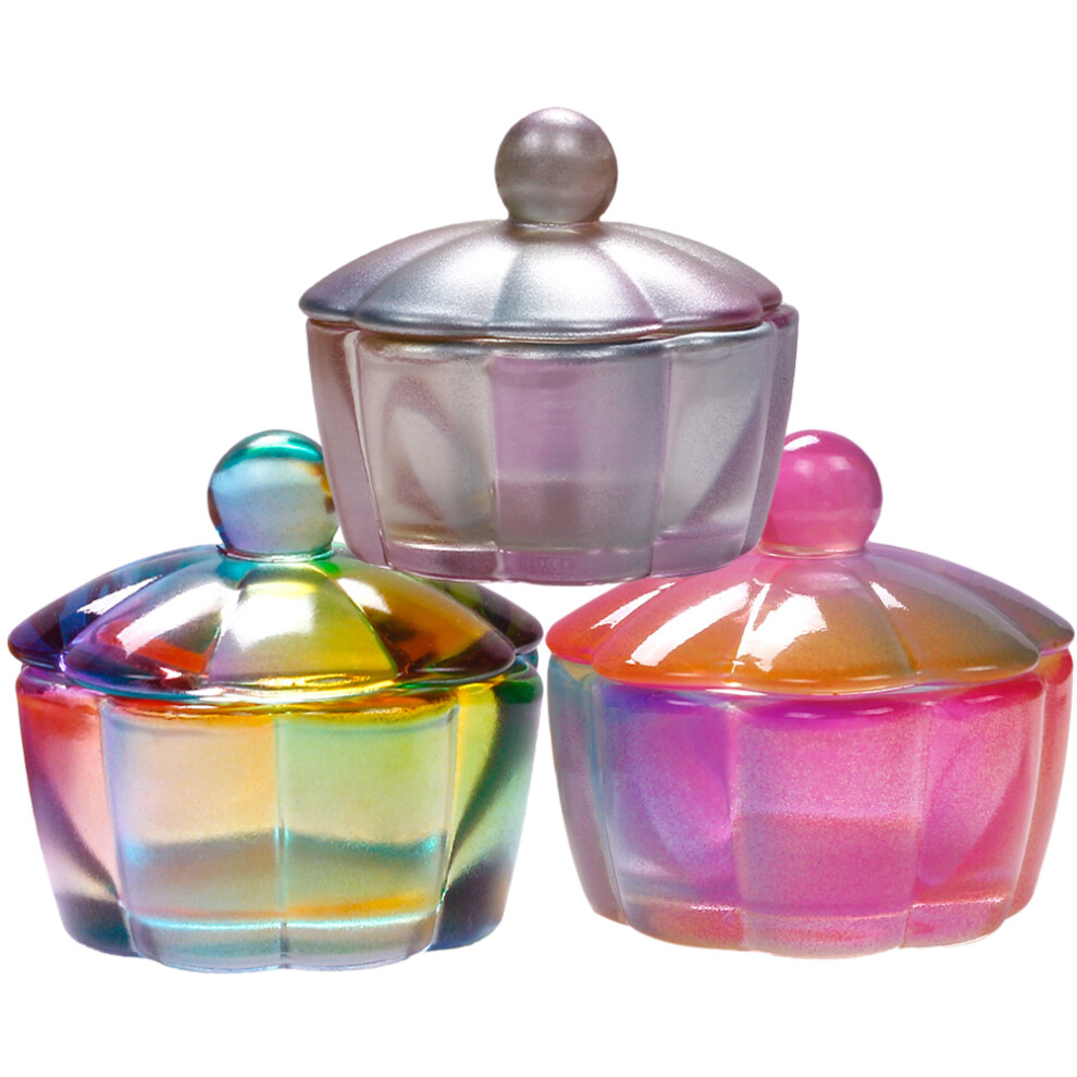 Inoomp 3Pcs Glass Nail Art Cups Multi-Function Manicure Cups Professional Nail Dishes Art Cleaning Tool For Dappen Dish Lid Liquid Holder