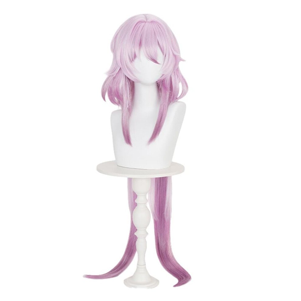 Unisex Pink,Purple Long Layered Pink Purple Gradient Cosplay Wig For Women, Heat Resistant Synthetic Anime Wig